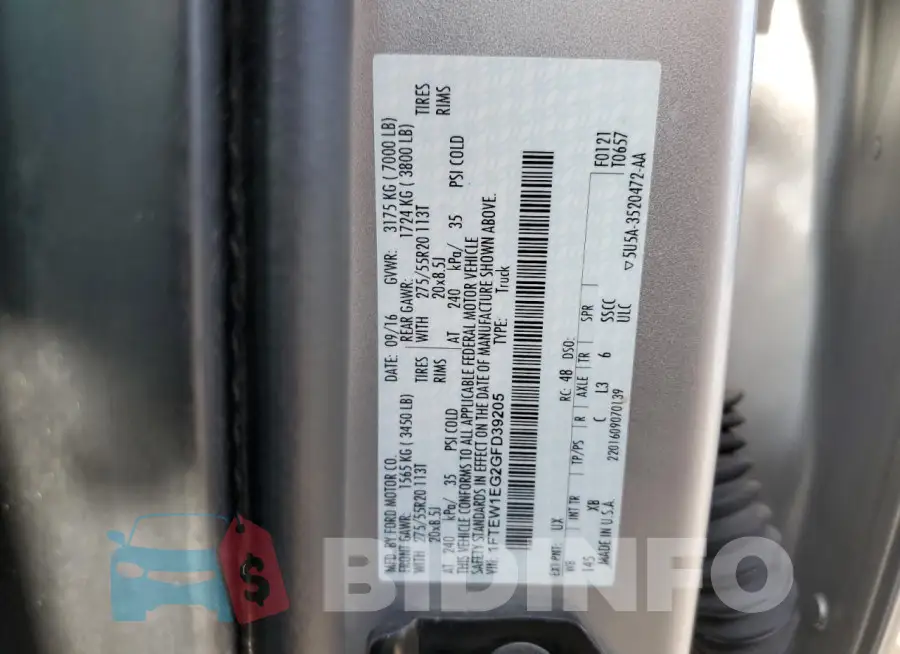 1FTEW1EG2GFD39205 Photo# 13
