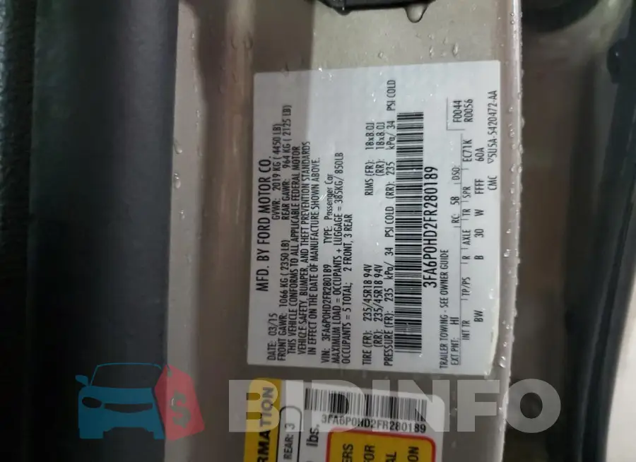 3FA6P0HD2FR280189 Photo# 12