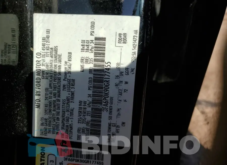 3FA6P0K90GR177455 Photo# 12