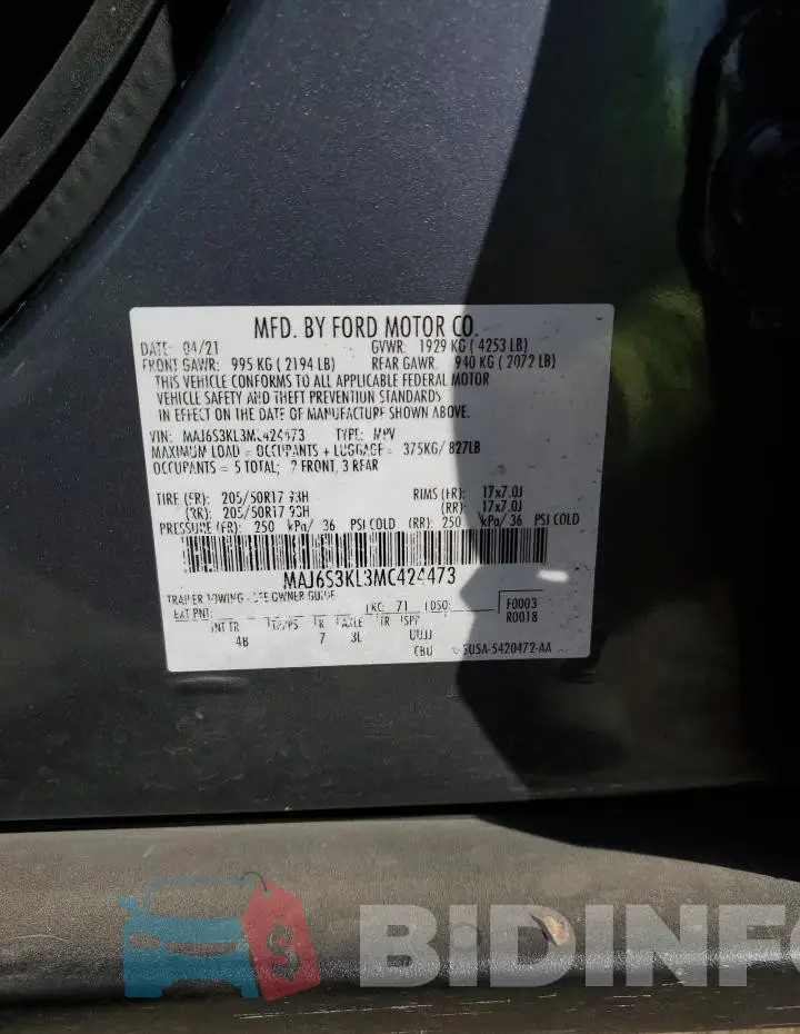 MAJ6S3KL3MC424473 Photo# 13