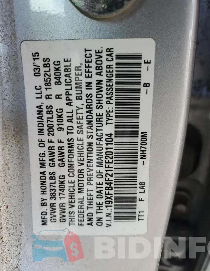 19XFB4F21FE201104 Photo# 12