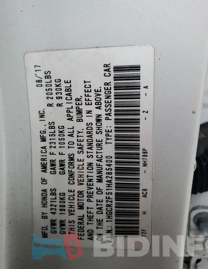 1HGCR2F51HA285400 Photo# 12