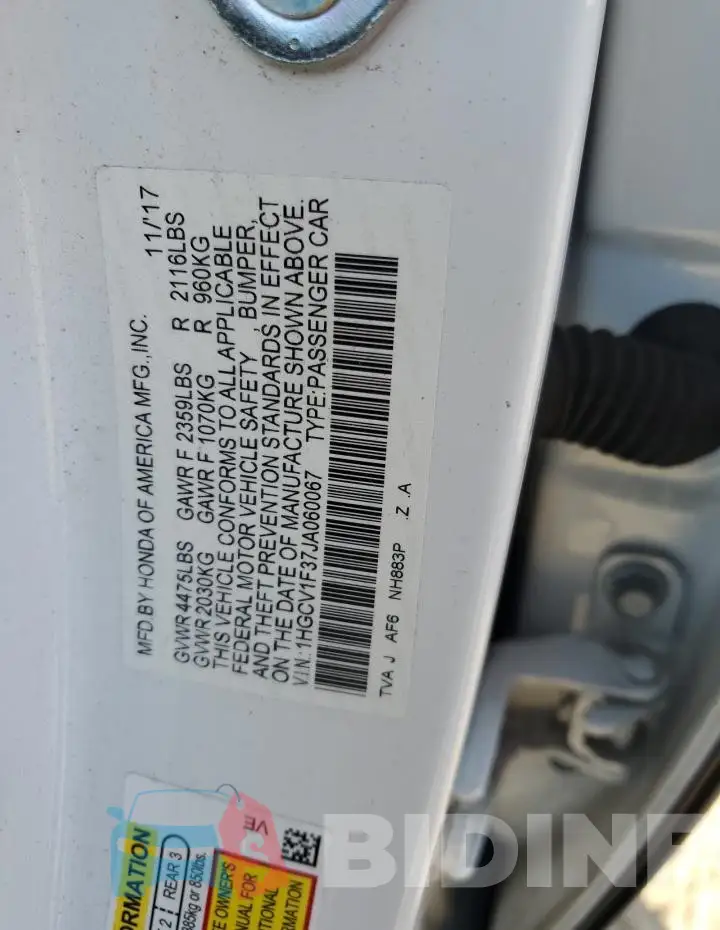1HGCV1F37JA060067 Photo# 13