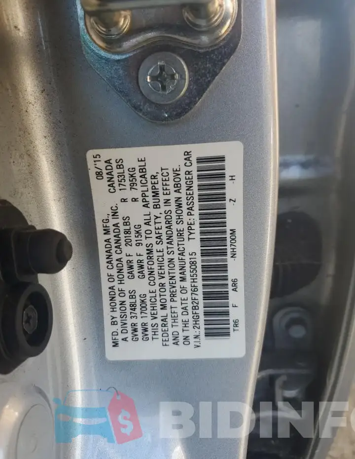 2HGFB2F76FH550815 Photo# 12