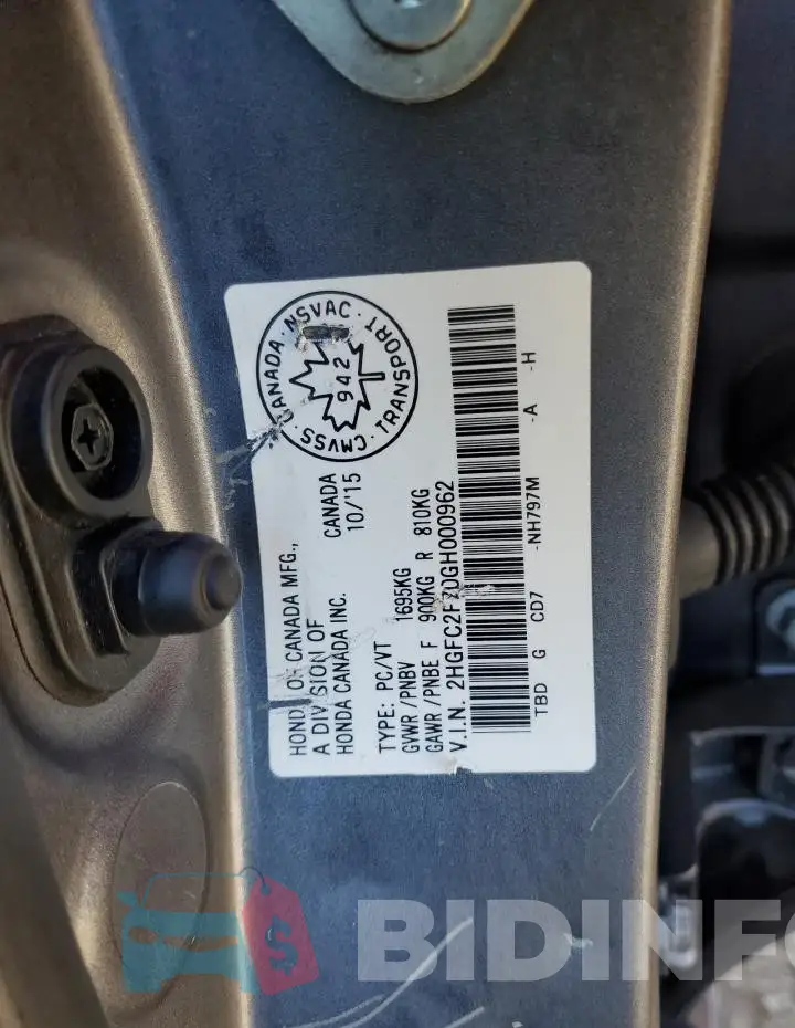 2HGFC2F70GH000962 Photo# 12