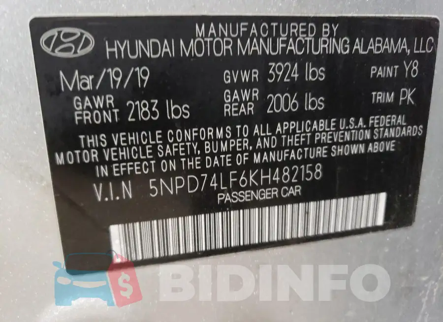 5NPD74LF6KH482158 Photo# 12