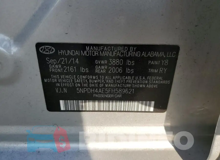 5NPDH4AE5FH589621 Photo# 12