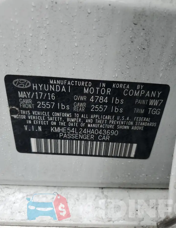 KMHE54L24HA043690 Photo# 12