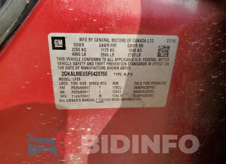 2GKALMEK6F6420766 Photo# 14