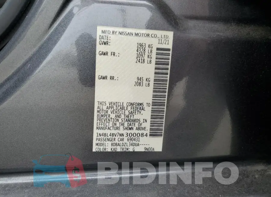 1N4BL4BV7NN300084 Photo# 13