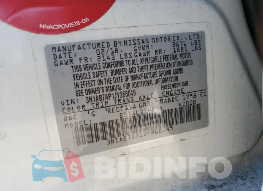 3N1AB7AP1JY268049 Photo# 12