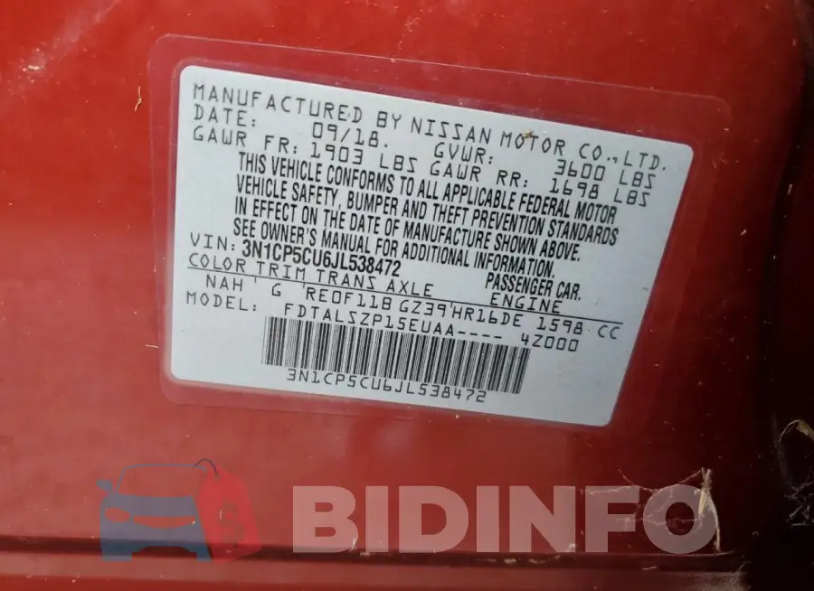 3N1CP5CU6JL538472 Photo# 14
