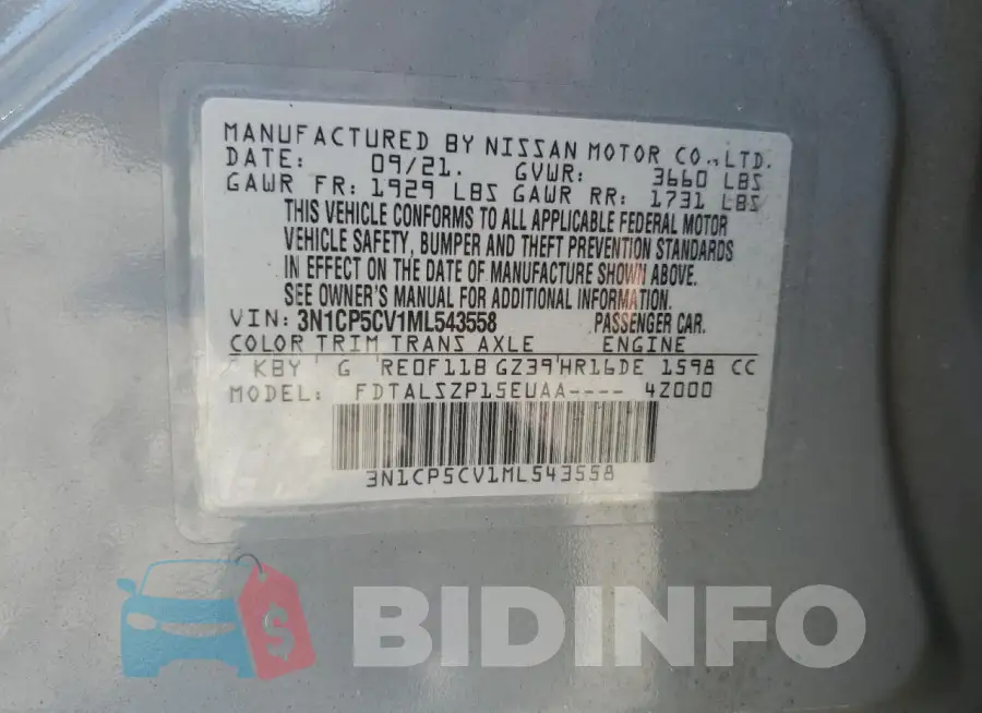 3N1CP5CV1ML543558 Photo# 13