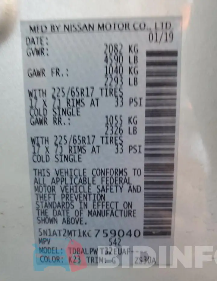 5N1AT2MT1KC759040 Photo# 13