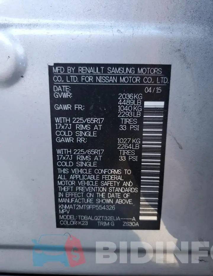 KNMAT2MT9FP554326 Photo# 12