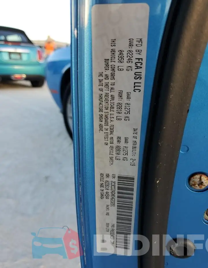 2C3CDZAGXKH623291 Photo# 13
