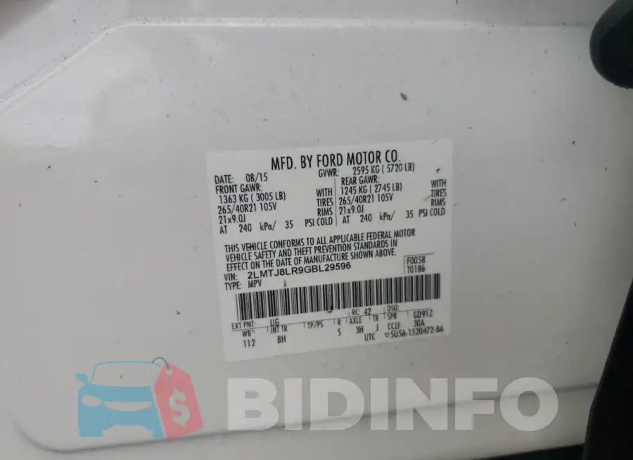 2LMTJ8LR9GBL29596 Photo# 14