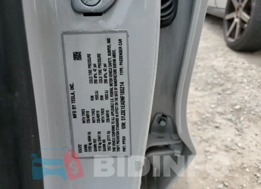 5YJ3E1EA0NF185214 Photo# 12
