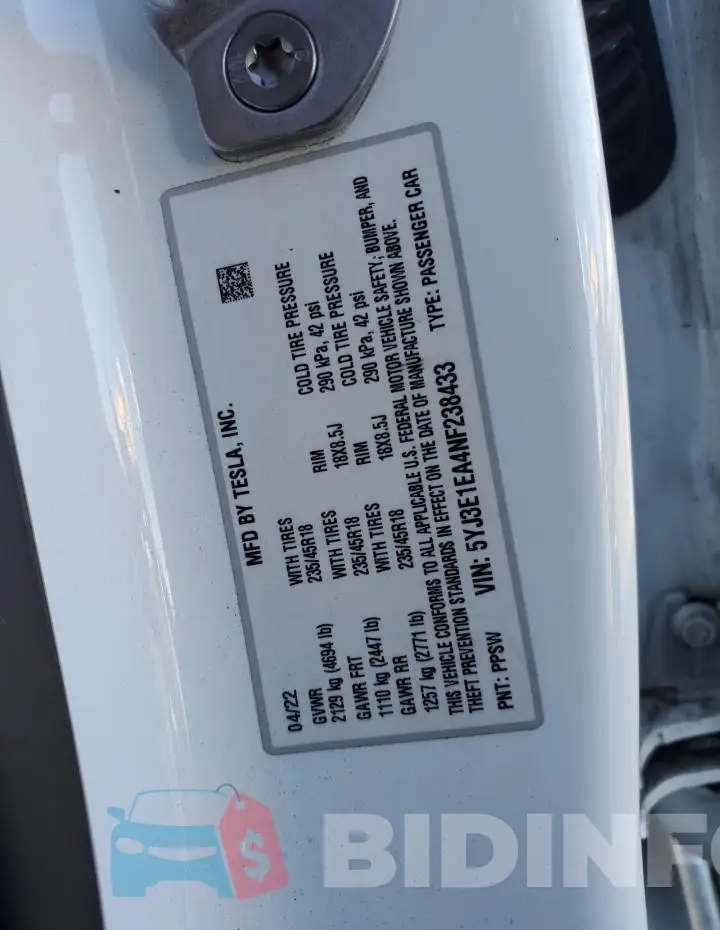 5YJ3E1EA4NF238433 Photo# 13