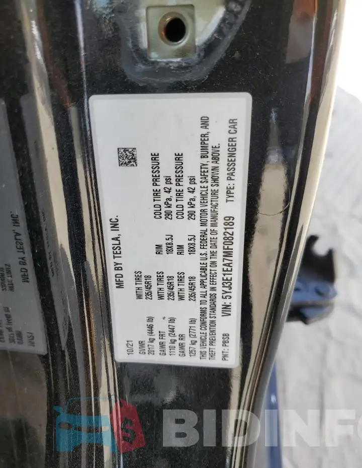 5YJ3E1EA7MF082189 Photo# 12