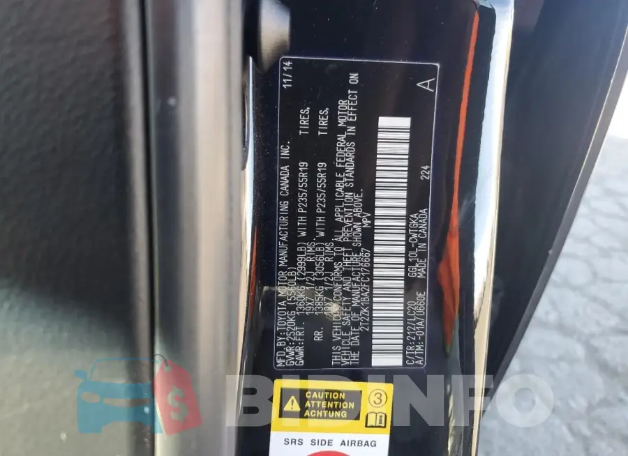 2T2ZK1BA2FC176667 Photo# 14