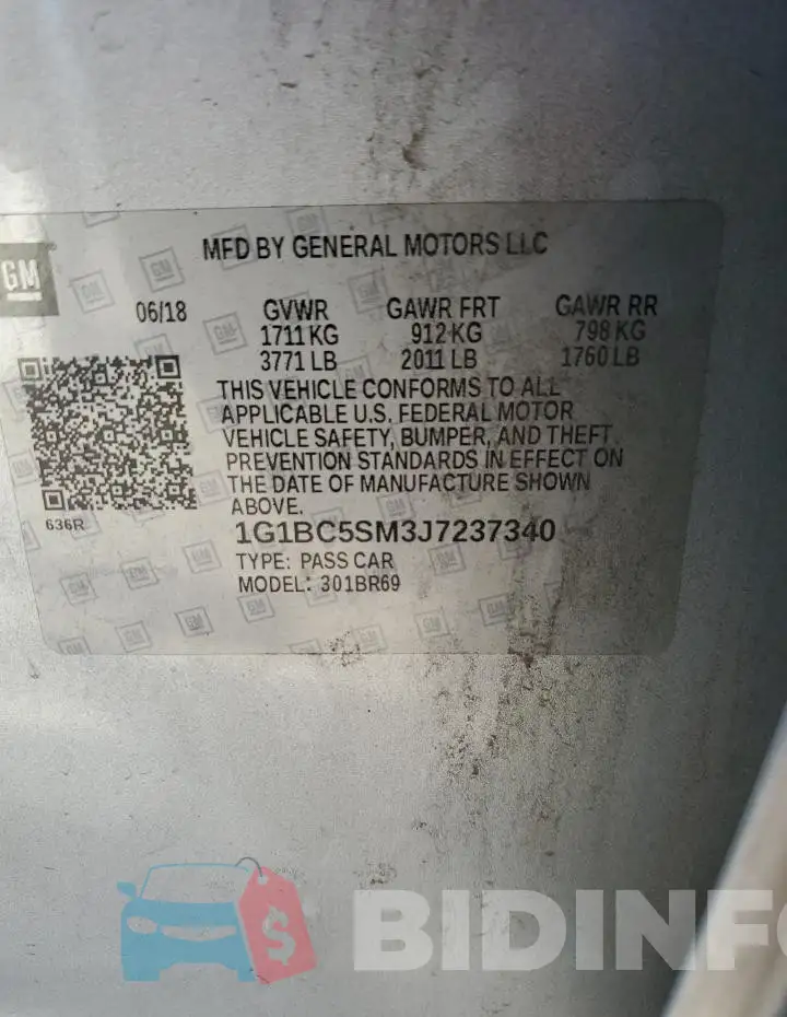 1G1BC5SM3J7237340 Photo# 12