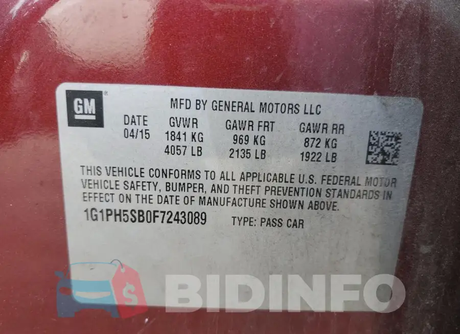 1G1PH5SB0F7243089 Photo# 12