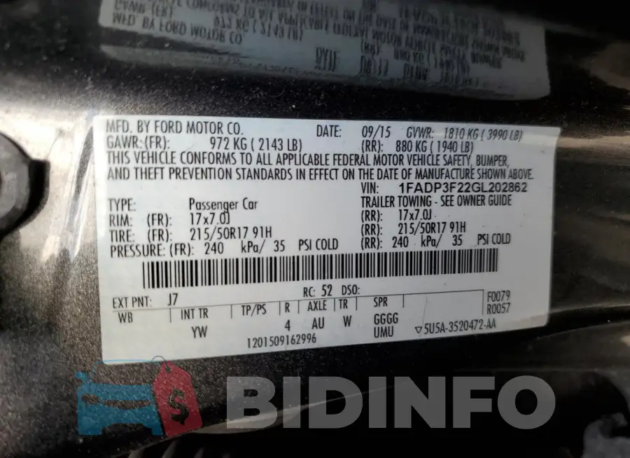 1FADP3F22GL202862 Photo# 12
