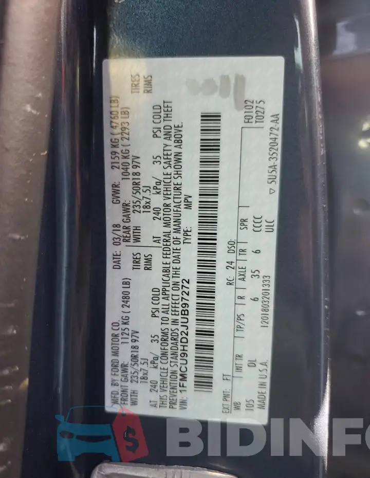 1FMCU9HD2JUB97272 Photo# 14