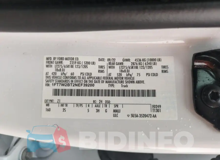 1FT7W2BT2NEF39200 Photo# 13