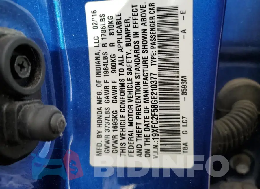 19XFC2F58GE210377 Photo# 13