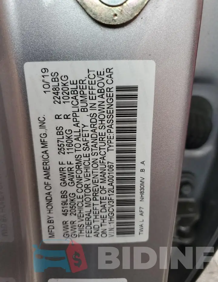 1HGCV3F12LA001067 Photo# 13