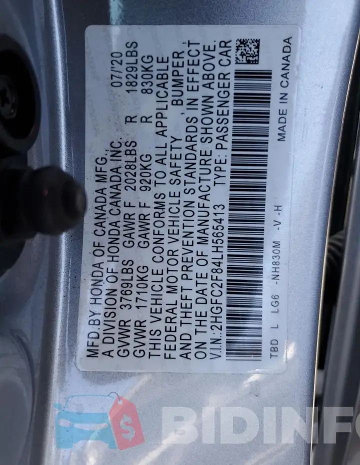 2HGFC2F84LH565413 Photo# 13