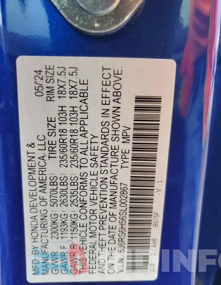 5J6RS6H56SL002867 Photo# 13