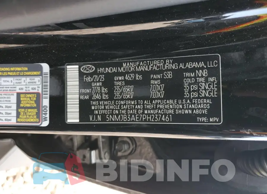 5NMJB3AE7PH237461 Photo# 12