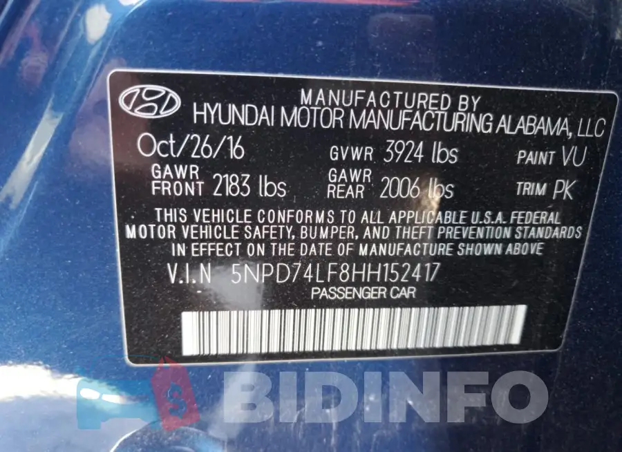 5NPD74LF8HH152417 Photo# 12