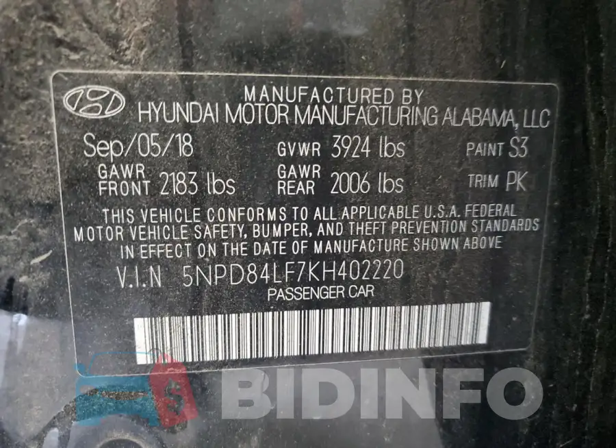 5NPD84LF7KH402220 Photo# 12