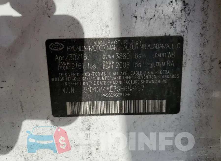 5NPDH4AE7GH688197 Photo# 12