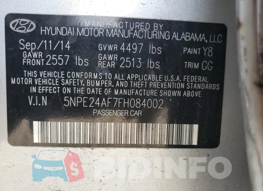 5NPE24AF7FH084002 Photo# 10