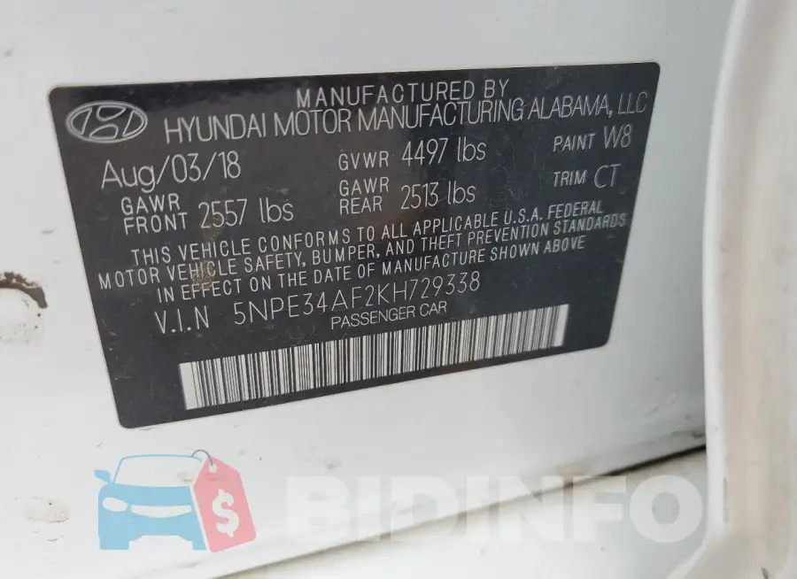5NPE34AF2KH729338 Photo# 12