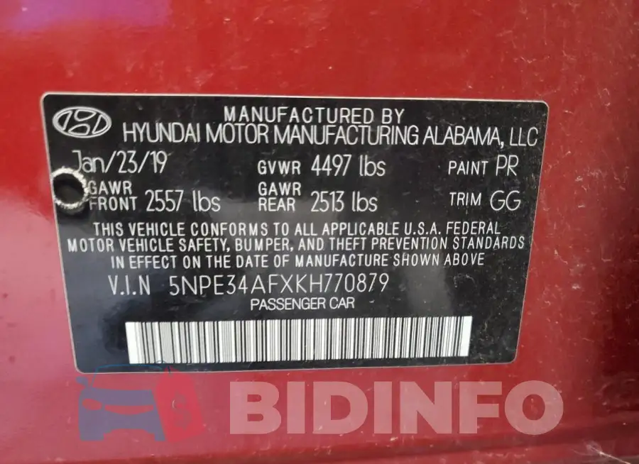 5NPE34AFXKH770879 Photo# 13