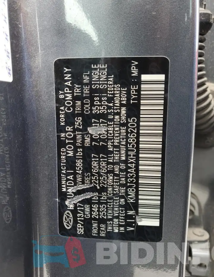 KM8J33A4XHU586205 Photo# 13