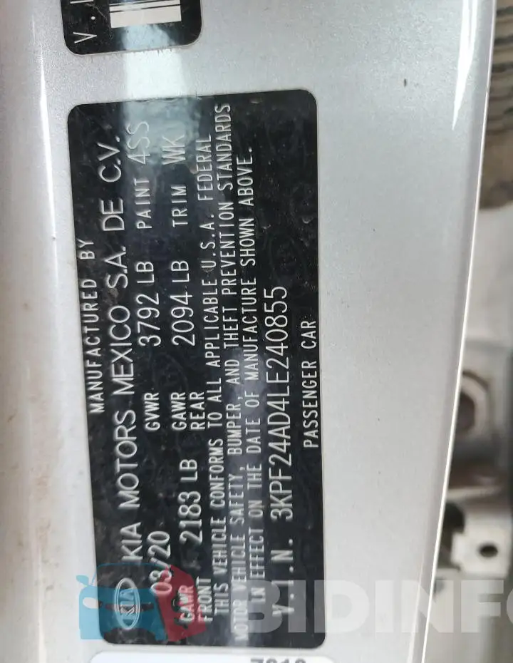3KPF24AD4LE240855 Photo# 12
