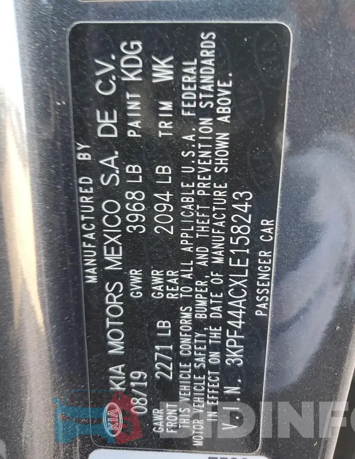 3KPF44ACXLE158243 Photo# 12