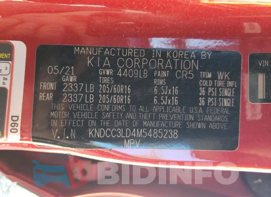 KNDCC3LD4M5485238 Photo# 13