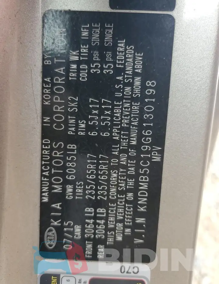 KNDMB5C19G6130198 Photo# 13