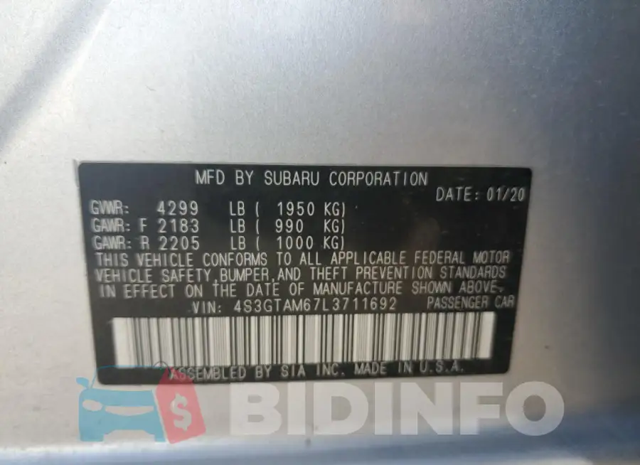 4S3GTAM67L3711692 Photo# 12
