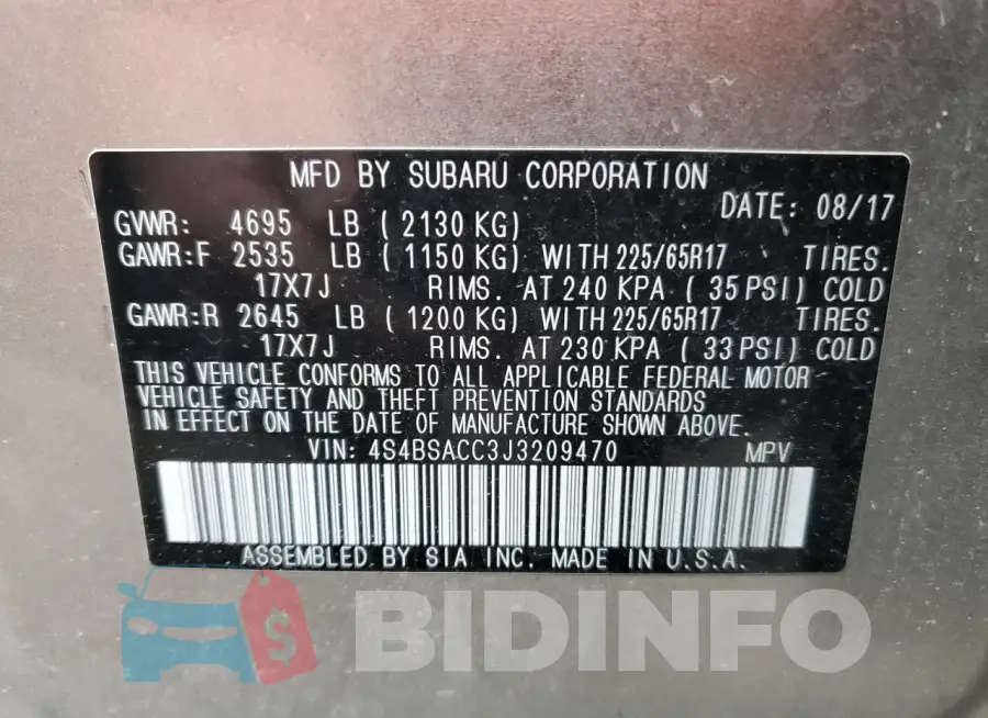 4S4BSACC3J3209470 Photo# 12