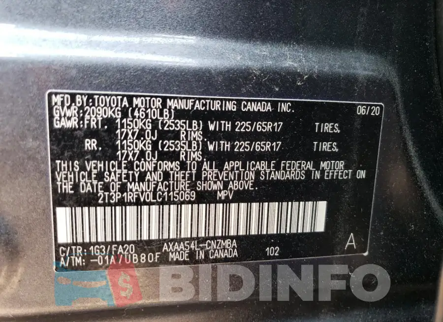 2T3P1RFV0LC115069 Photo# 14