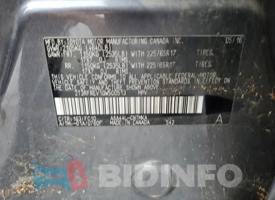 2T3RFREV1GW500513 Photo# 14